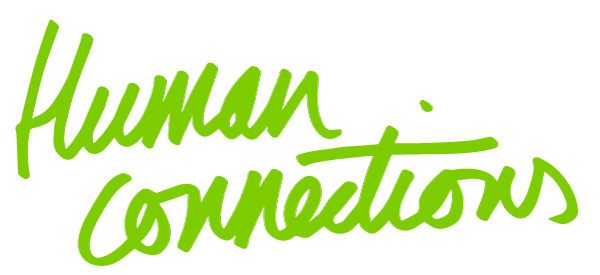 An advertising agency logo featuring human connections in green on a black background.