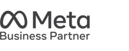 The meta business partner logo on a black background.