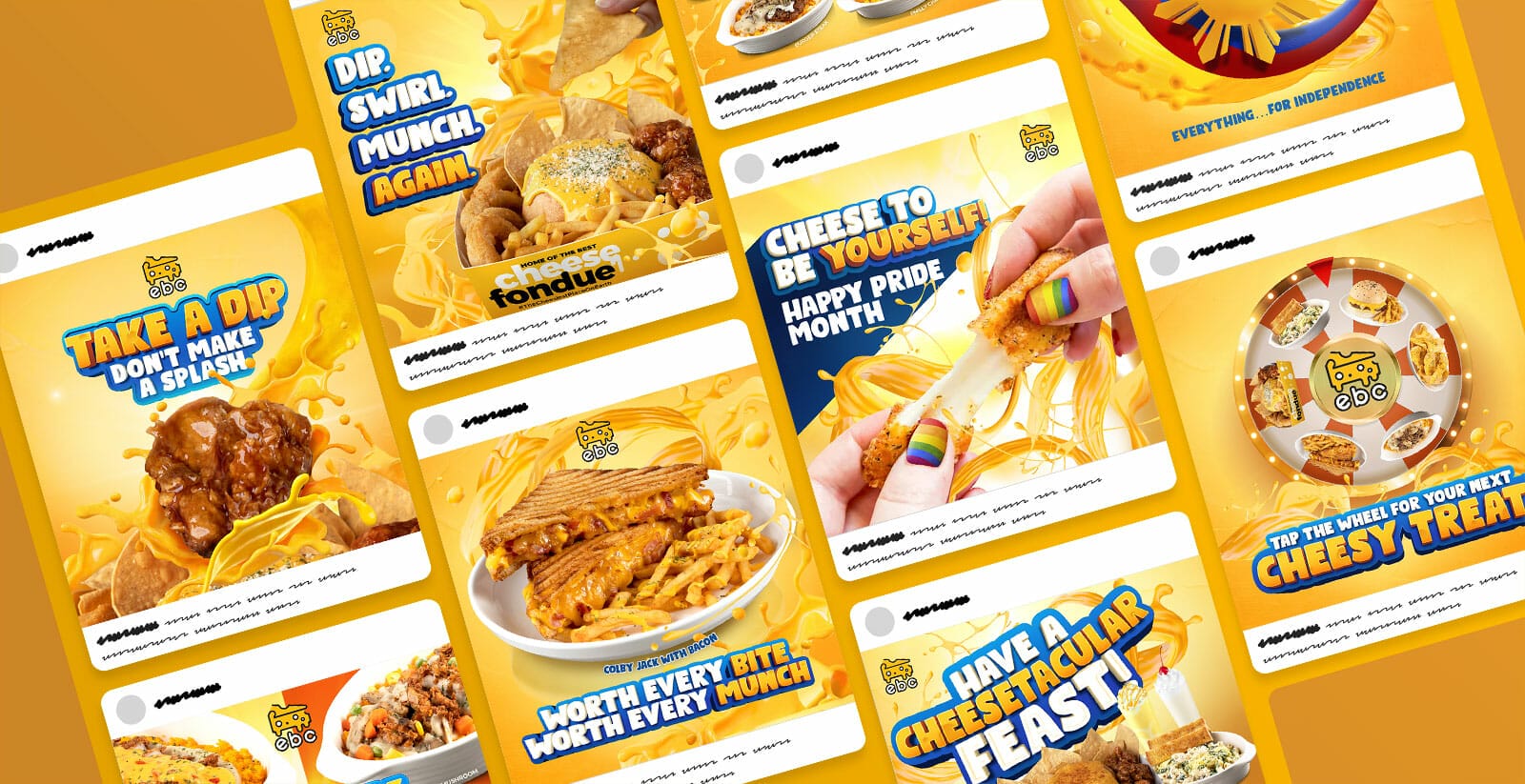A group of food items on a yellow background.
