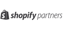 Shopify partners logo on a black background.