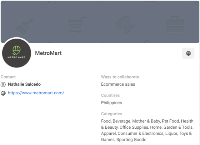 A screenshot of the metomar website.