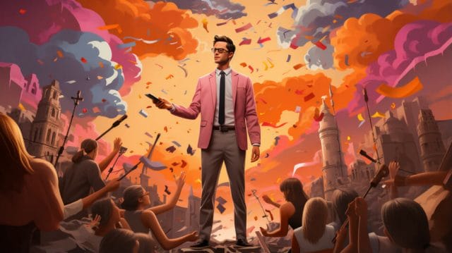 Influencer Marketing in the Philippines: An Insider's Guide to Shape Your Brand's Success | Lime Digital Asia A man in a suit standing in front of a crowd of confetti.