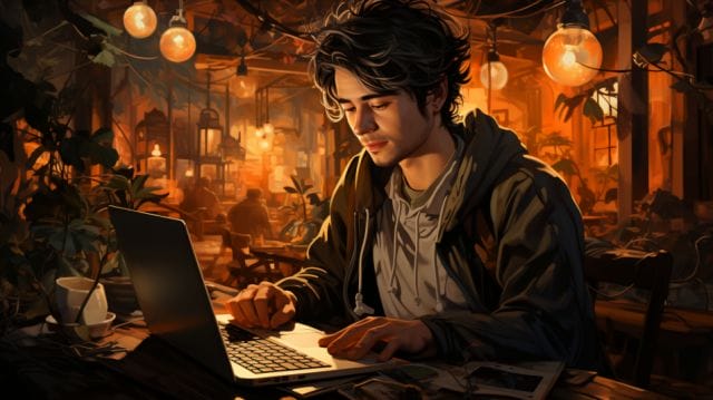 The Advantages of Hiring a Filipino Content Writer for Your Business | Lime Digital Asia A man sitting at a table with a laptop.
