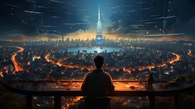 Revolutionizing Business Growth through Digital Marketing with Lime Digital Asia | Lime Digital Asia A man sitting at a table looking out over a city.