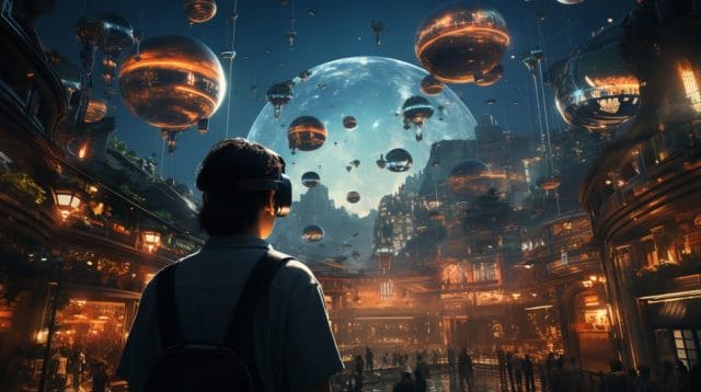 Digital Advertising Agency in the Philippines: Everything You Need to Know | Lime Digital Asia A man in a futuristic city looking at the moon.