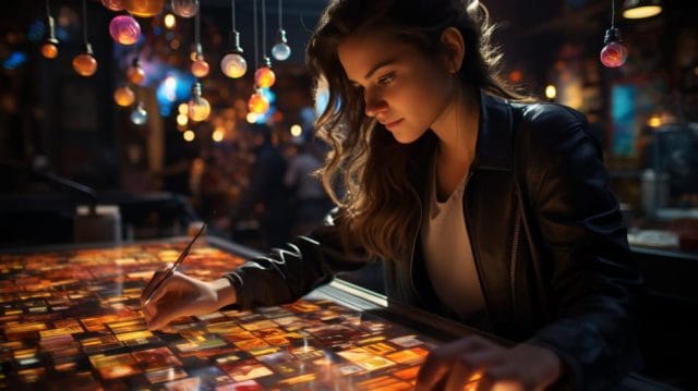 How to Choose the Right Digital Marketing Agency in the Philippines | Lime Digital Asia A woman is working at a table in a bar.