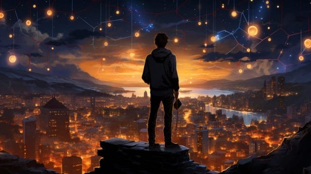 The Importance of Social Media Marketing for Philippine Businesses: Fostering Growth through Digital Connections | Lime Digital Asia A man is standing on a cliff overlooking a city at night.